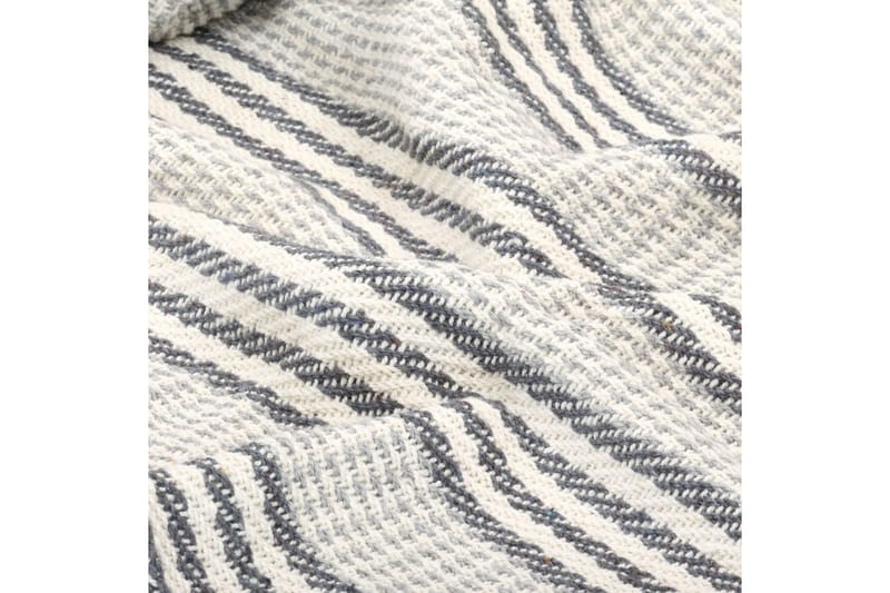 Pledd bomull stripetmønster 125x150 cm grå og hvit - Grå - Tepper & pledd