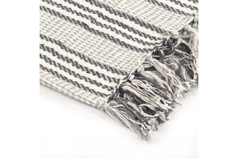 Pledd bomull stripetmønster 160x210 cm grå og hvit - Grå - Tepper & pledd
