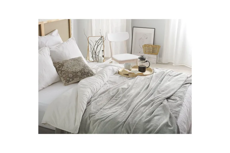 Pledd Saitler Grå, 200x220 cm - Grå, 200x220 cm - Tekstiler & tepper - Tepper & pledd