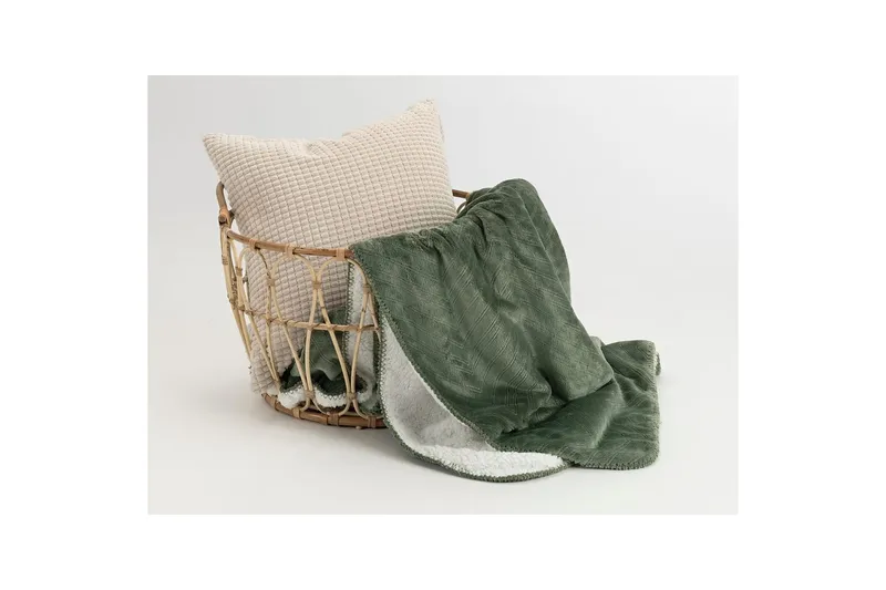 Pledd Sherpa 130 x 170 cm - Grønn - Tekstiler & tepper - Tepper & pledd