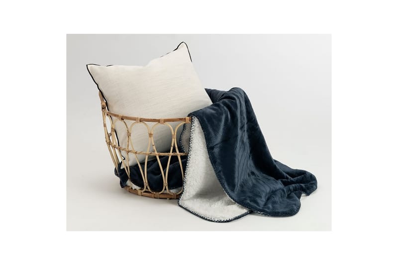 Pledd Sherpa 130 x 170 cm, Marineblå
