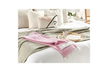 Pledd Tangier Rosa/Hvit - Rosa/Hvit - Tekstiler & tepper - Tepper & pledd