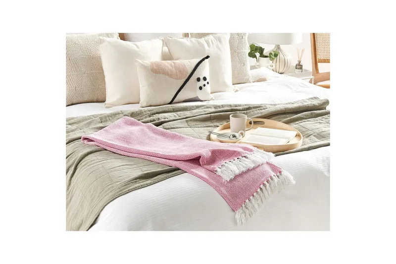 Pledd Tangier Rosa/Hvit - Rosa/Hvit - Tekstiler & tepper - Tepper & pledd