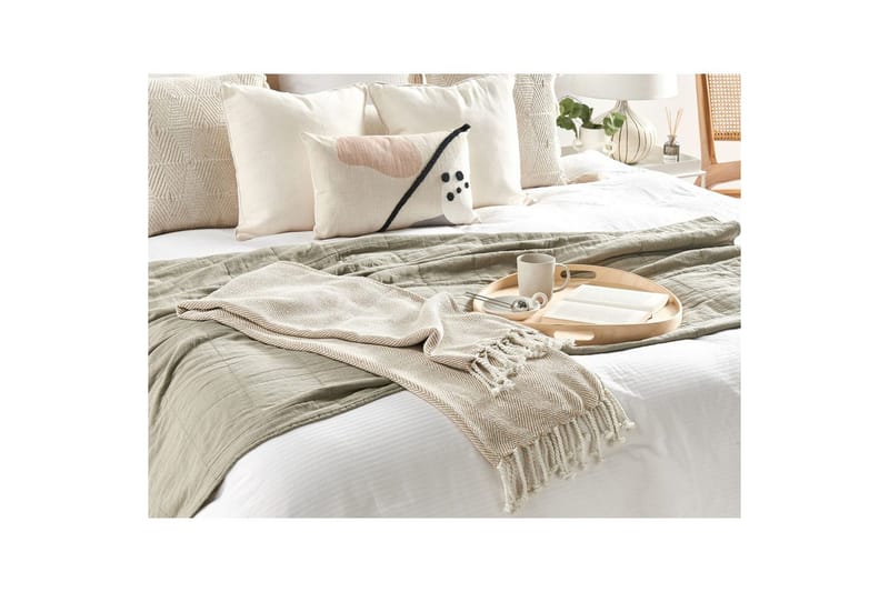 Pledd Tilmi Beige/hvit - Beige/hvit - Tekstiler & tepper - Tepper & pledd