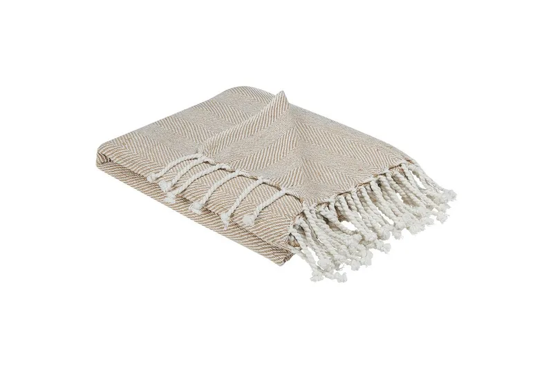 Pledd Tilmi Beige/hvit, Beige/hvit