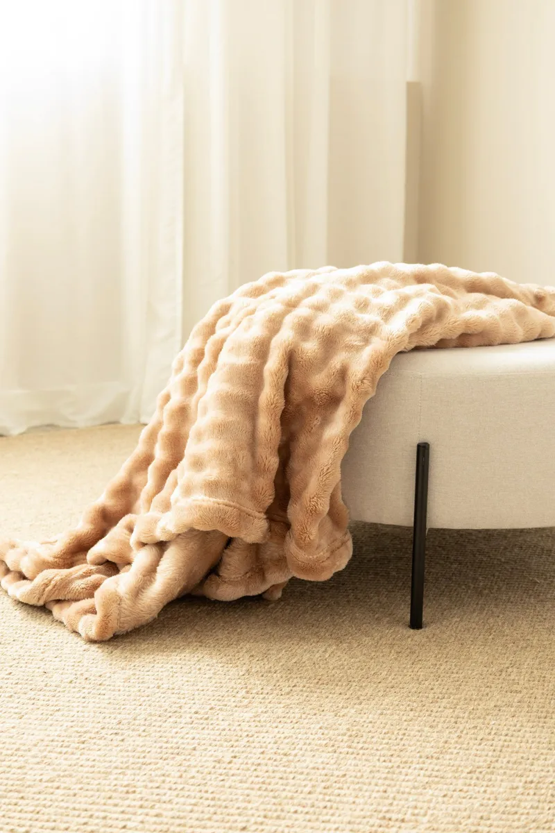 Pledd Pom Pom 130x170 cm - Karamell - Tekstiler & tepper - Tepper & pledd