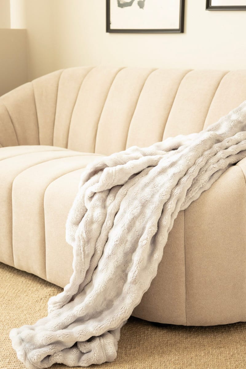Pledd Pom Pom 130x170 cm - Sølv - Tekstiler & tepper - Tepper & pledd