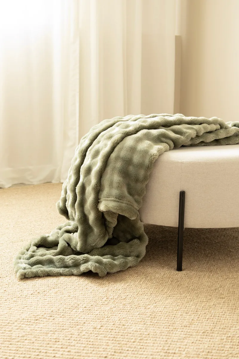Pledd Pom Pom 130x170 cm - Grønn - Tekstiler & tepper - Tepper & pledd