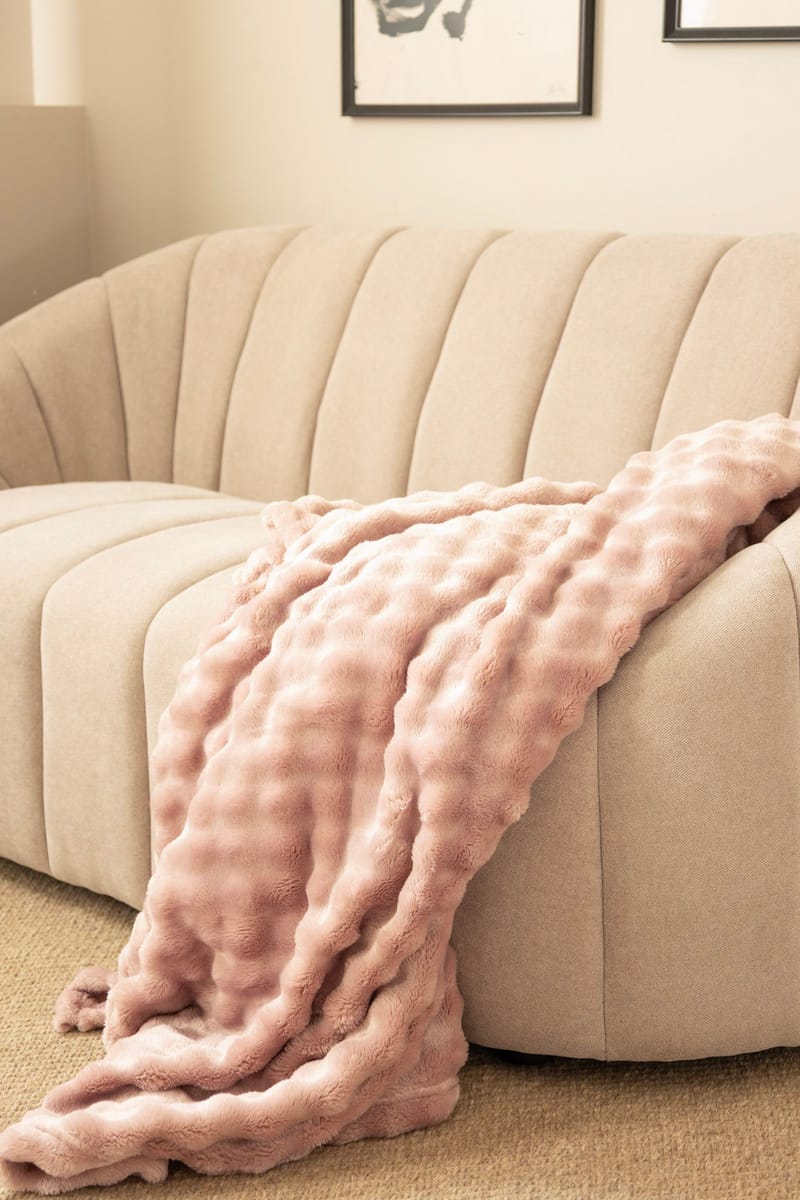 Pledd Pom Pom 130x170 cm - Støvrosa - Tekstiler & tepper - Tepper & pledd
