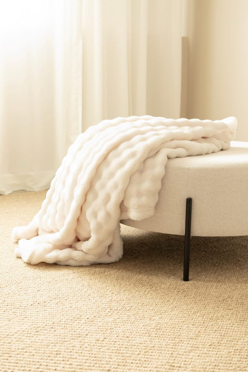 Pledd Pom Pom 130x170 cm - Crème - Tekstiler & tepper - Tepper & pledd
