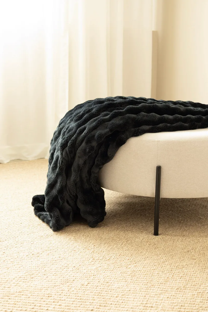 Pledd Pom Pom 130x170 cm, Svart