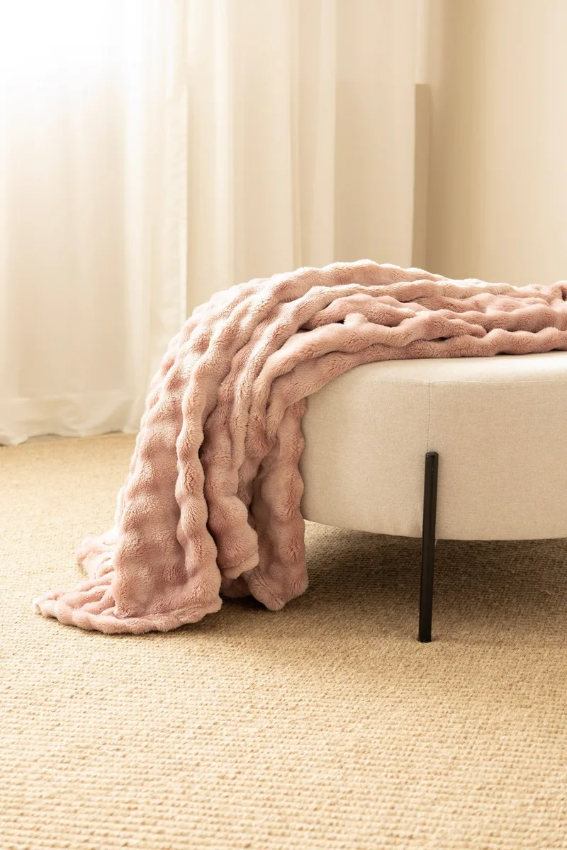 Pledd Pom Pom 130x170 cm - Støvrosa - Tekstiler & tepper - Tepper & pledd