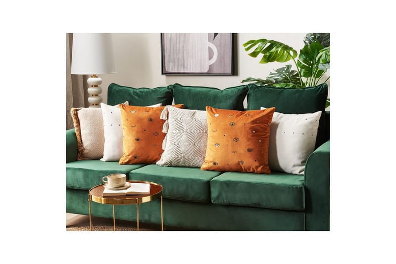 Pynteputer Aeonium sett av 2 Oransje/svart - Oransje/svart - Tekstiler & tepper - Pute & putetrekk - Pynteputer