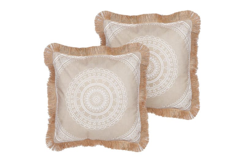 Pynteputer Agrimony sett av 2 Beige/hvit - Beige/hvit - Tekstiler & tepper - Pute & putetrekk - Pynteputer