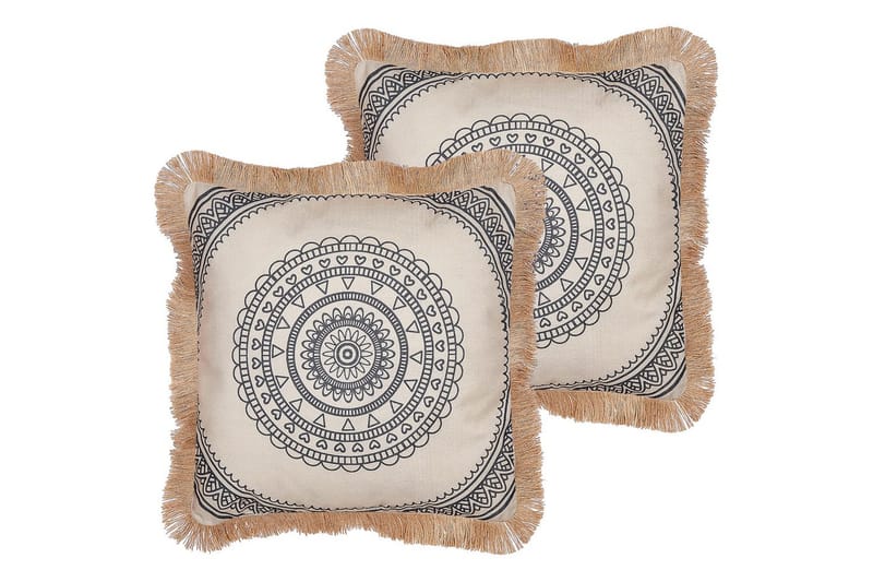Pynteputer Agrimony sett av 2 Beige/svart - Beige/svart - Tekstiler & tepper - Pute & putetrekk - Pynteputer