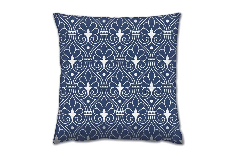 Gravel Pute 43x43 cm, Blå/Hvit