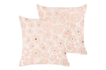 Pynteputer Triteleia sett á 2 Rosa/gull/beige - Rosa/gull/beige - Tekstiler & tepper - Pute & putetrekk - Pynteputer
