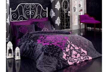 Cotton Box Sengetøy Dobbelt 6-deler Satin - Vinrød/Lilla/Rosa/Svart - Tekstiler & tepper - Sengetøy - Sengesett