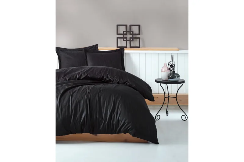 Cotton Box Sengetøysett Dobbelt 4-deler Premium Satin, Svart