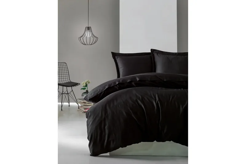 Cotton Box Sengetøysett Dobbelt 4-deler Premium Satin, Svart