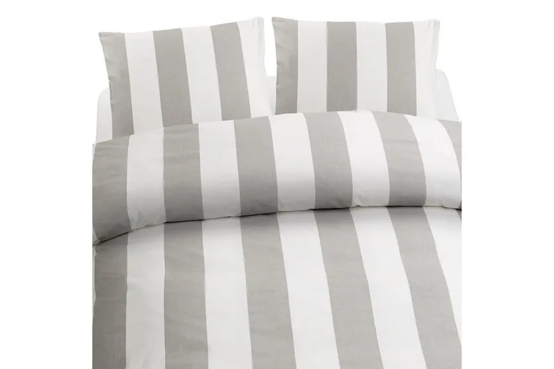 Dynetrekksett Dobbeltseng 3-Dels Block Stripe, Grå