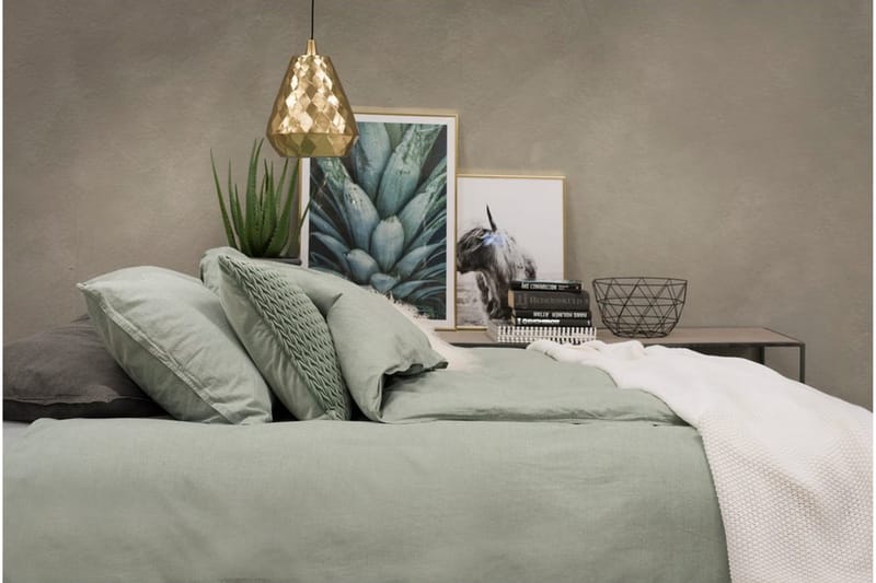 Dynetrekksett Dobbeltseng 3-dels vasket - Grønn - Tekstiler & tepper - Sengetøy