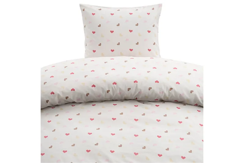 Dynetrekksett Enkeltseng 2-Delers Hjärttrud, Beige