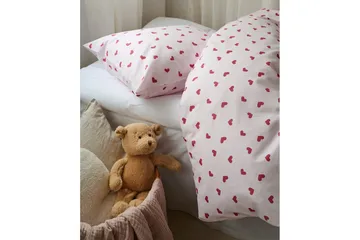 Dynetrekksett Enkeltseng 2-Delers Hjärttrud - Rosa - Tekstiler & tepper - Sengetøy