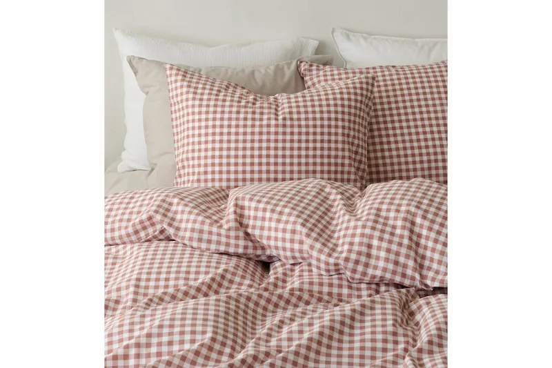 Dynetrekksett Enkeltseng 2-Delers Märta Ruta - Brun - Tekstiler & tepper - Sengetøy