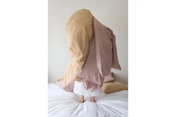 Dynetrekksett Enkeltseng 2-Delers Märta Ruta - Gul - Tekstiler & tepper - Sengetøy