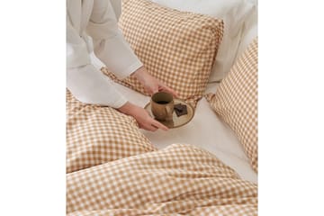 Dynetrekksett Enkeltseng 2-Delers Märta Ruta - Gul - Tekstiler & tepper - Sengetøy