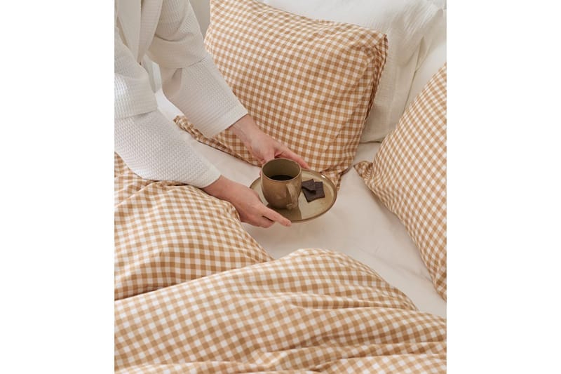 Dynetrekksett Enkeltseng 2-Delers Märta Ruta - Gul - Tekstiler & tepper - Sengetøy