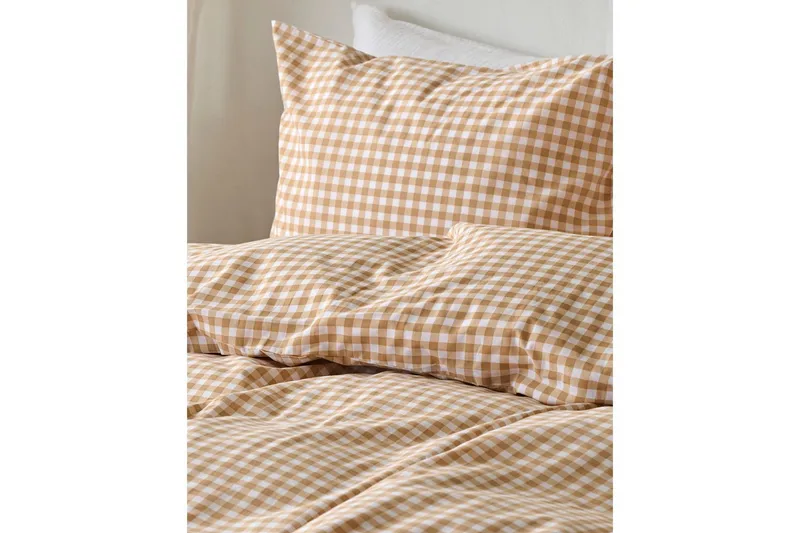 Dynetrekksett Enkeltseng 2-Delers Märta Ruta - Gul - Tekstiler & tepper - Sengetøy