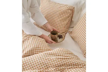 Dynetrekksett Enkeltseng 2-Delers Märta Ruta - Gul - Tekstiler & tepper - Sengetøy