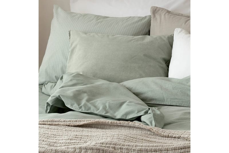 Dynetrekksett Enkeltseng 2-Delers Vasket - Grønn - Tekstiler & tepper - Sengetøy - Sengesett