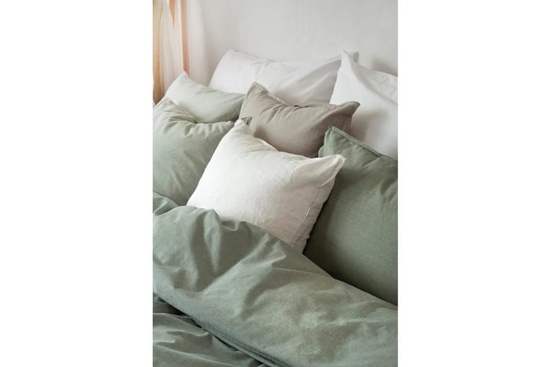 Dynetrekksett Enkeltseng 2-Delers Vasket - Grønn - Tekstiler & tepper - Sengetøy