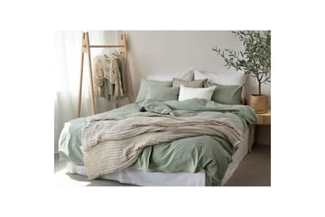 Dynetrekksett Enkeltseng 2-Delers Vasket - Grønn - Tekstiler & tepper - Sengetøy - Sengesett