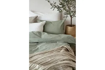 Dynetrekksett Enkeltseng 2-Delers Vasket - Grønn - Tekstiler & tepper - Sengetøy