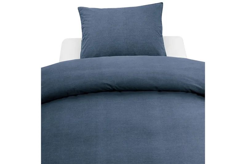 Dynetrekksett Enkeltseng 2-Delers Vasket, Marineblå