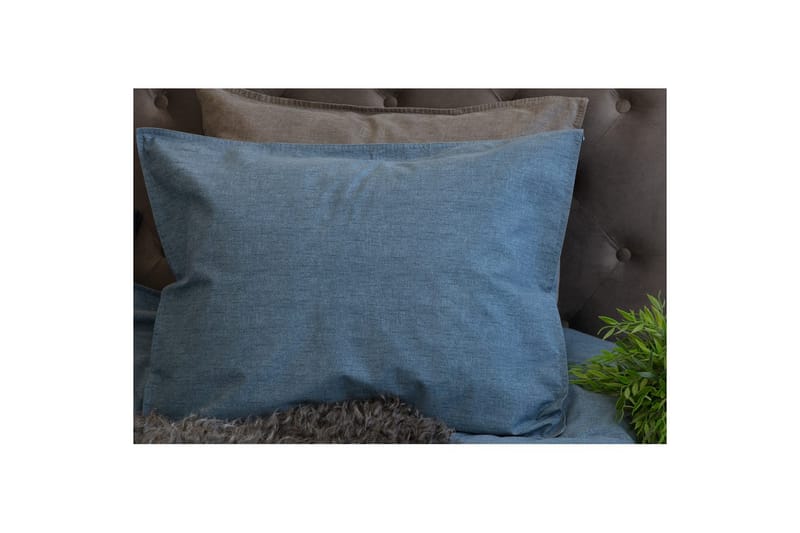 Dynetrekksett Enkeltseng 2-Delers Vasket - Marineblå - Tekstiler & tepper - Sengetøy - Sengesett