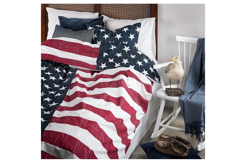 Dynetrekksett Enkeltseng 2-dels United States Marineblå - Multi - Tekstiler & tepper - Sengetøy - Sengesett
