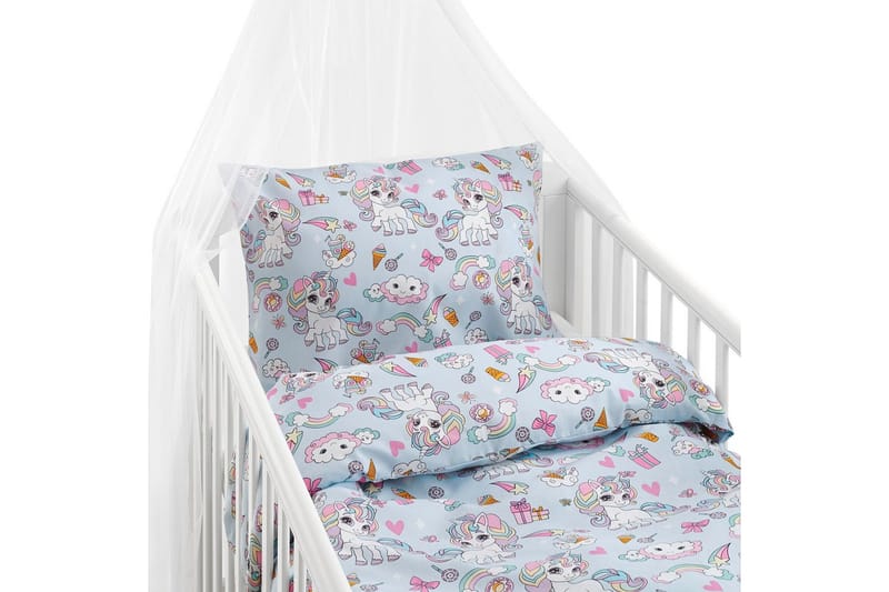 Dynetrekksett til Sprinkelseng 2-delt Enhjørning Blå