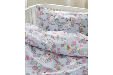Dynetrekksett til Sprinkelseng 2-delt Enhjørning Blå - Tekstiler & tepper - Sengetøy