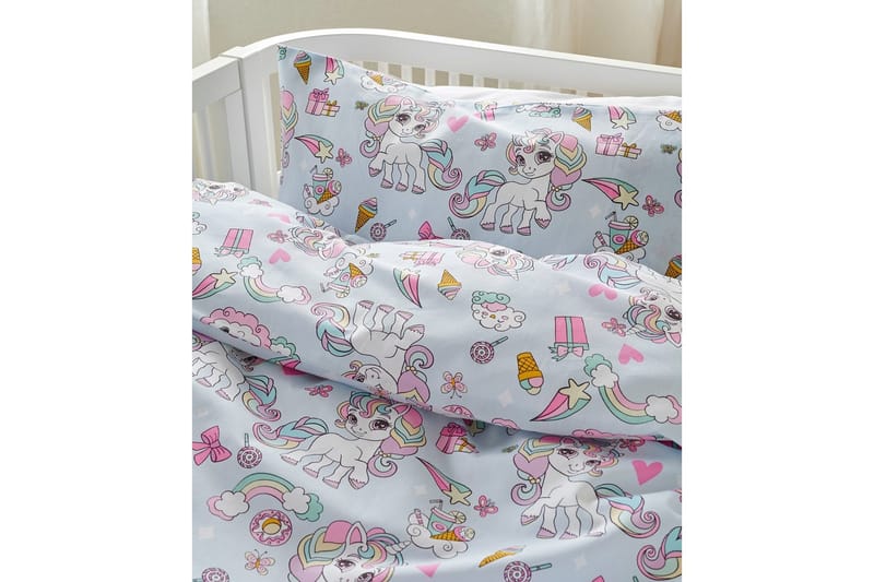 Dynetrekksett til Sprinkelseng 2-delt Enhjørning Blå - Tekstiler & tepper - Sengetøy