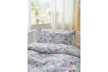 Dynetrekksett til Sprinkelseng 2-delt Enhjørning Blå - Tekstiler & tepper - Sengetøy