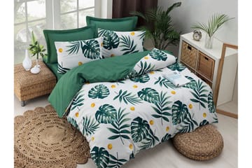 EnLora Home Sengetøy Dobbelt 4-deler - Grønn/Hvit/Gul - Tekstiler & tepper - Sengetøy - Sengesett