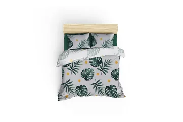 EnLora Home Sengeteppe 200x235 cm - Hvit/Grønn/Gul - Tekstiler & tepper - Sengetøy