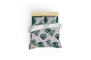 EnLora Home Sengeteppe 200x235 cm - Hvit/Grønn/Gul - Tekstiler & tepper - Sengetøy