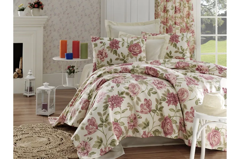 EnLora Home Sengeteppe Enkelt 160x235+Laken+Putetrekk, Rosa
