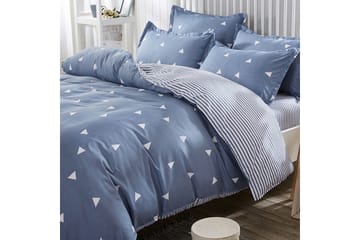 Eponj Home Sengetøy Dobbelt 4-deler - Blå/Hvit - Tekstiler & tepper - Sengetøy - Sengesett